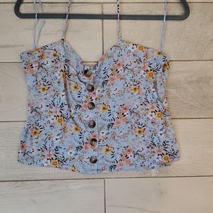 American eagle blue floral halter crop